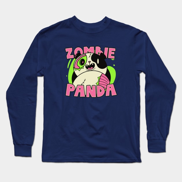 Cute Zombie Panda // Funny Halloween Zombie Animals Long Sleeve T-Shirt by SLAG_Creative